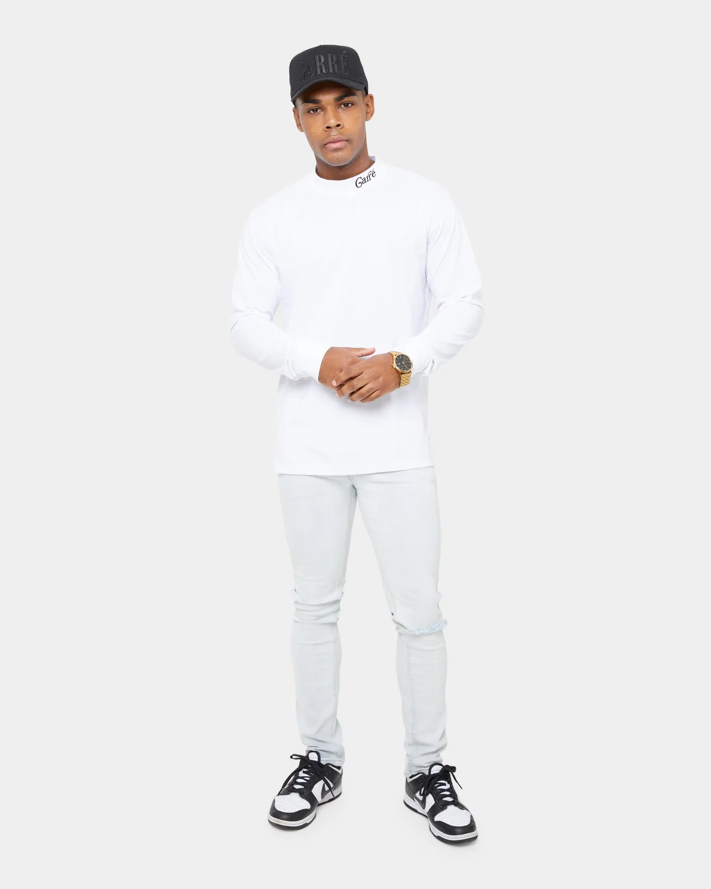 Carré Volle Mock Oversized Long Sleeve T-Shirt White