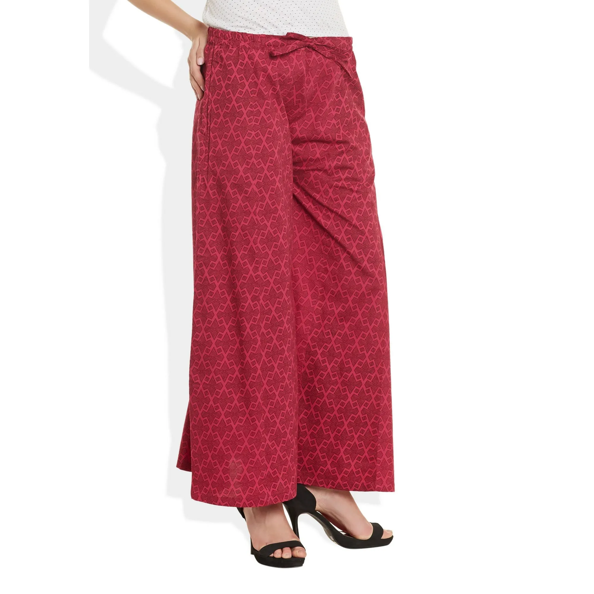 Cotton Printed Palazzo Pants For Women Indian,Large,W-CPLZL-2735