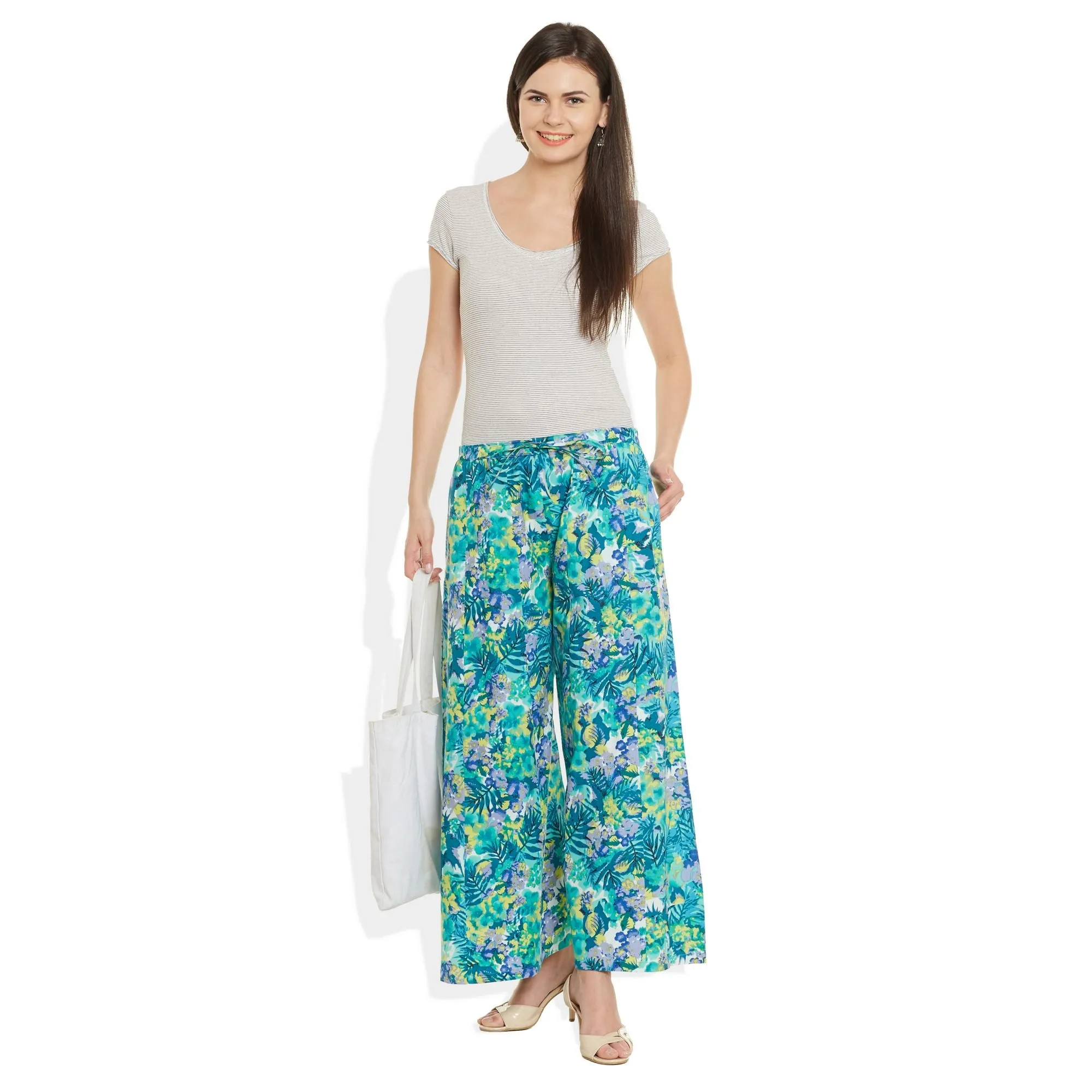 Cotton Printed Palazzo Pants For Women Indian,Medium,W-CPLZM-2721