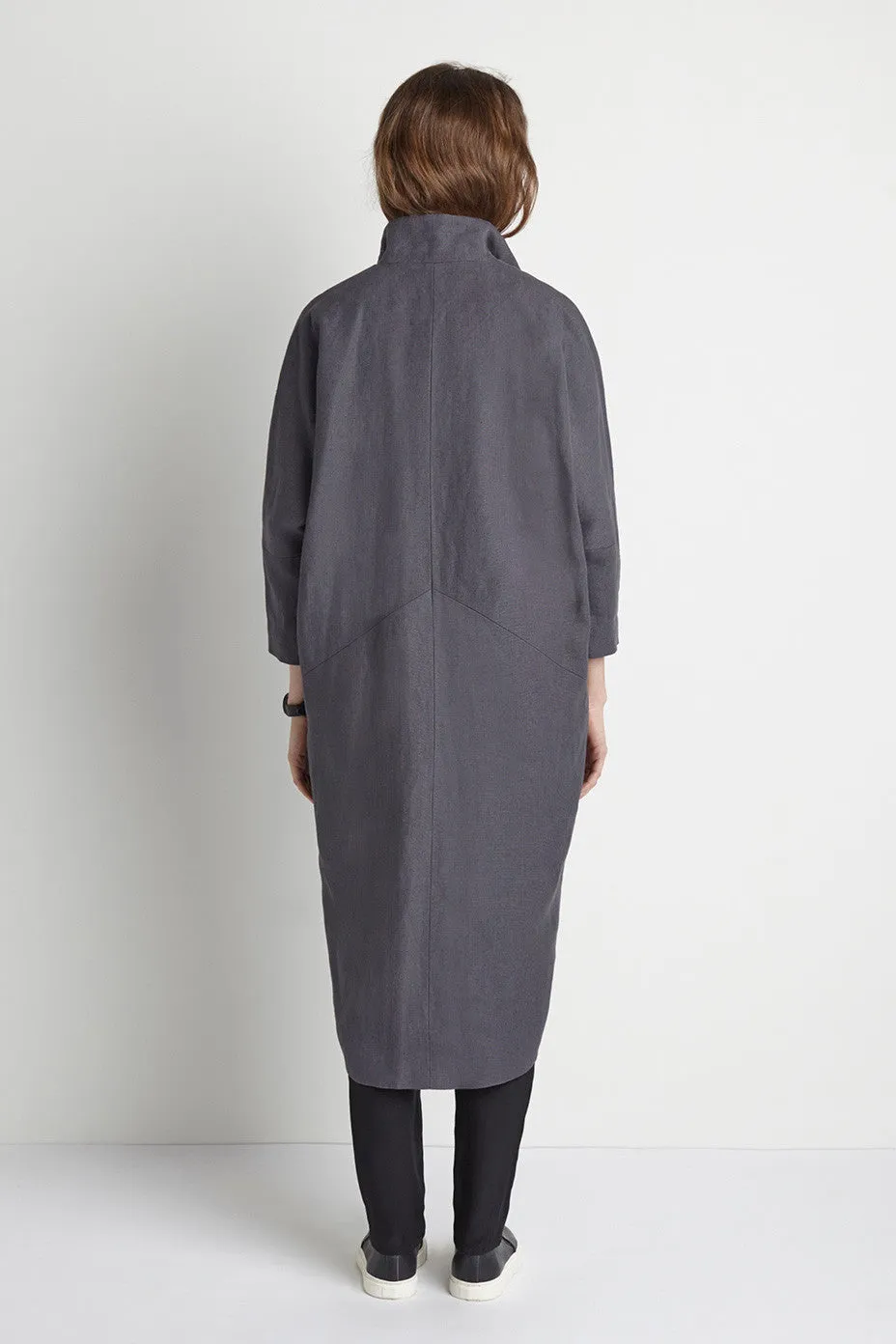 Emerson Fry Cocoon Coat Charcoal Linen