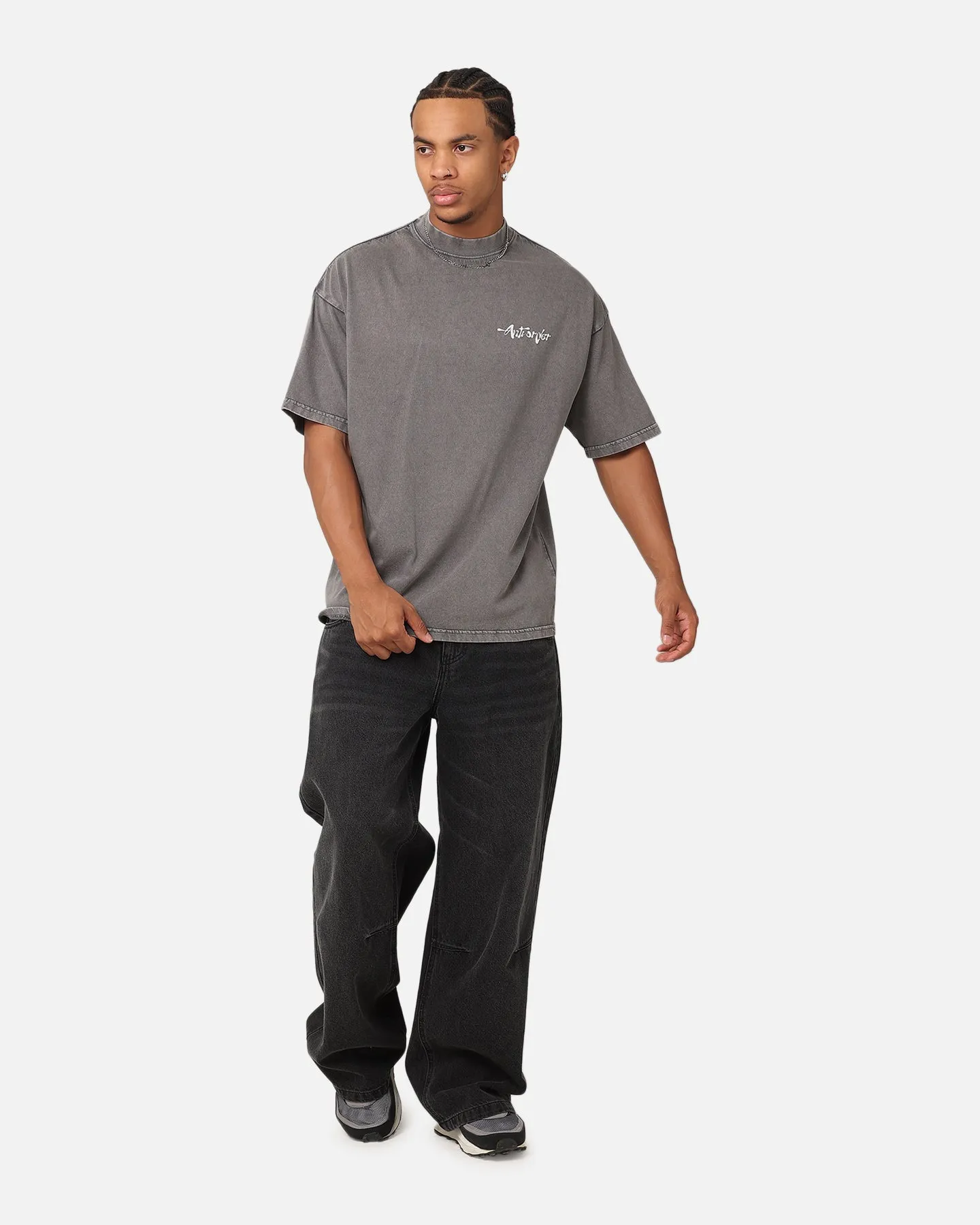 The Anti Order A2K Mock Neck T-Shirt Washed Charcoal