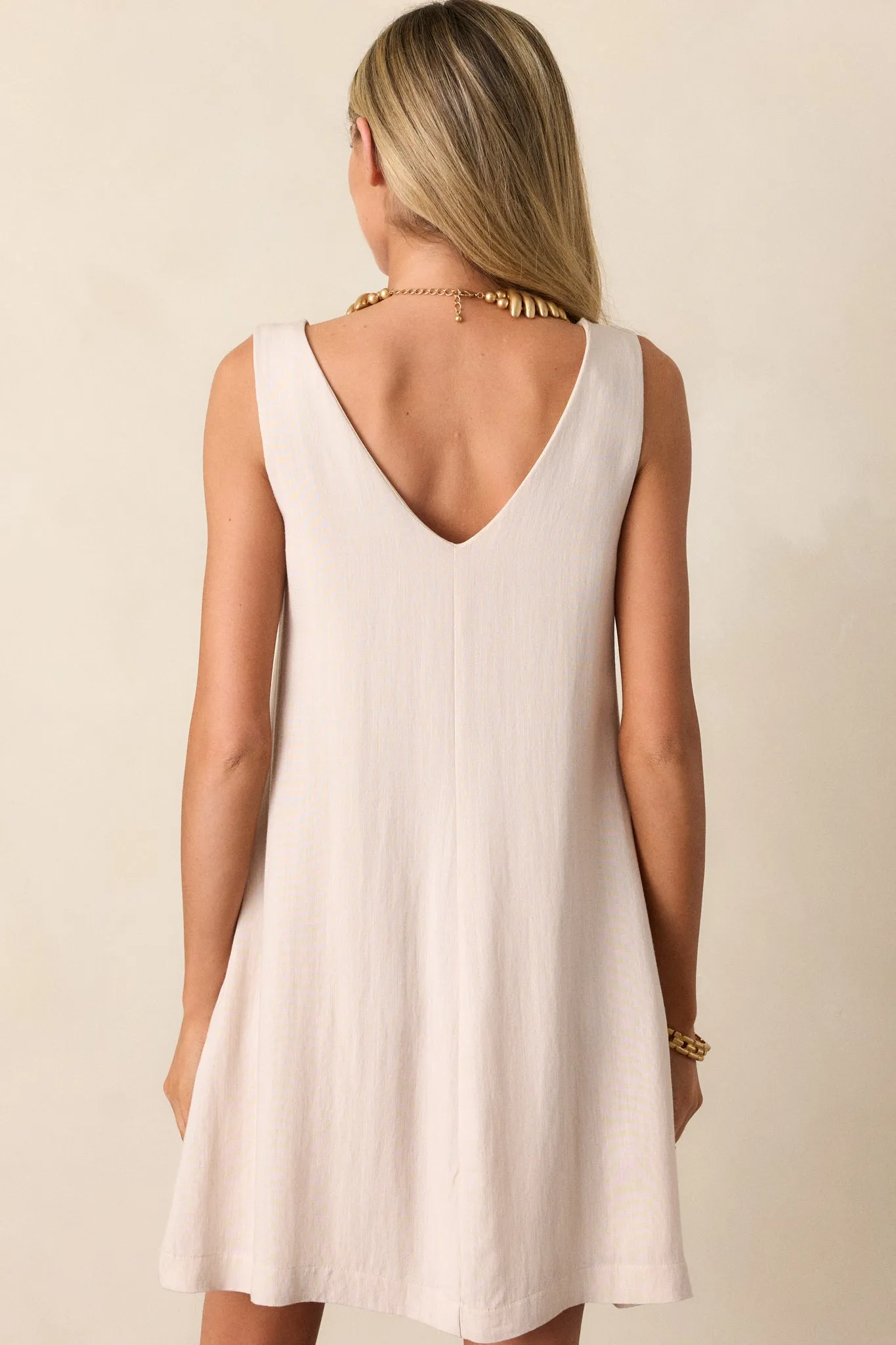 Wandering Mind Ivory Sleeveless Mini Shift Dress