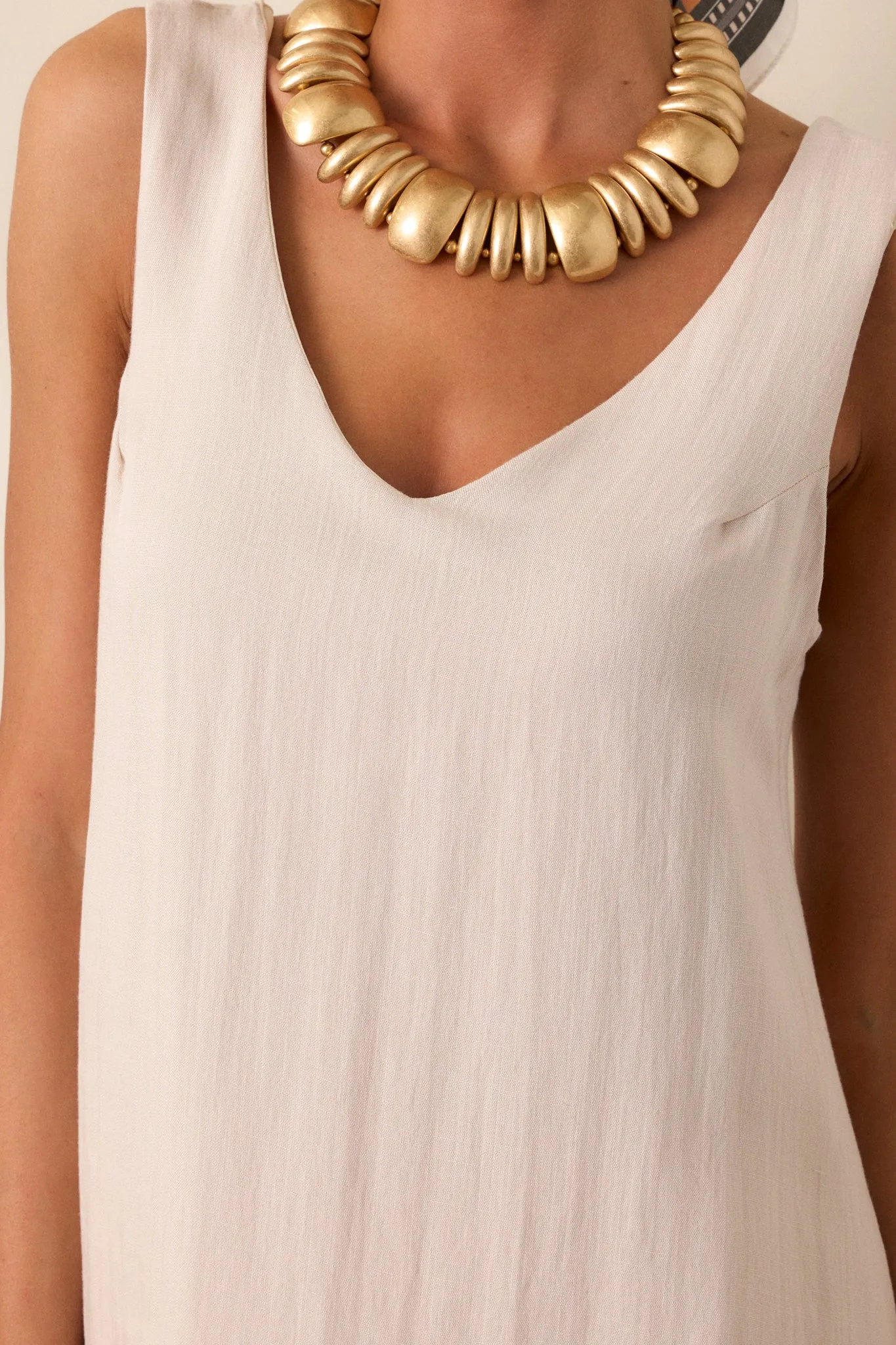 Wandering Mind Ivory Sleeveless Mini Shift Dress